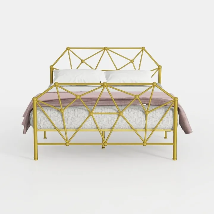 ARFARLY Struttura per letto king size da 1,5 m, piattaforma in metallo con testiera, supporto a doghe in acciaio, base per materasso, facile da montare, spazio di archiviazione sotto il letto, colore
