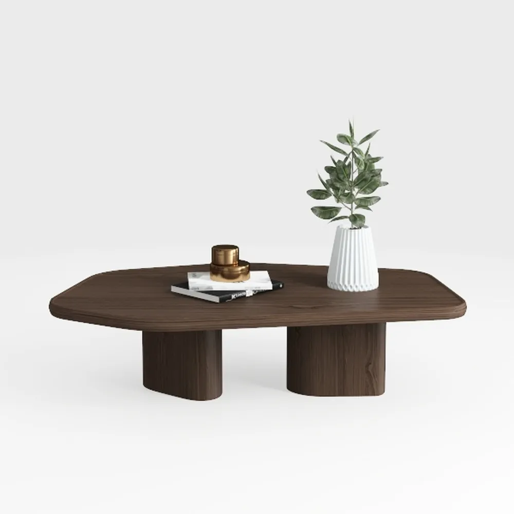 Farmhouse Coffee Table, Ellipse 47 in Wood Modern