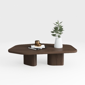 Farmhouse Coffee Table, Ellipse 47 in Wood Modern