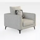 Minimalist Modern Fabric Armchair with Decorative Throw Pillow 3D Model Right 45 Degree View