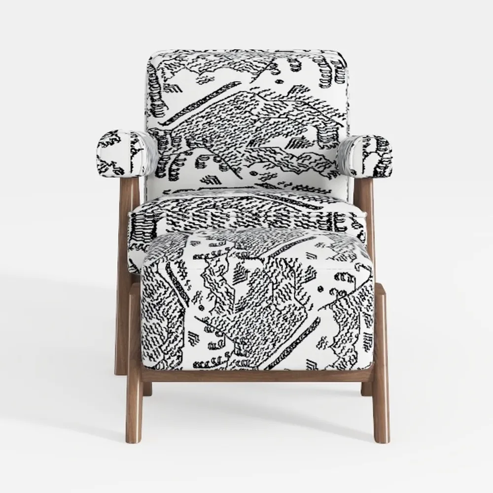Black and White Fabric Side Chair