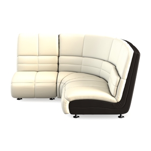 Modern Two Tone Leather Curved Sectional Sofa 3D Model