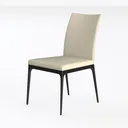 Minimalist Modern Fabric Upholstered Metal Dining Chair 3D Model Left 45 Degree View