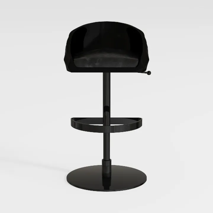 Modern Black Leather Metal Adjustable Bar Stool 3D Model