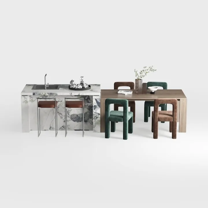 Dining Chair Upholstered in Velvet with Open Curve