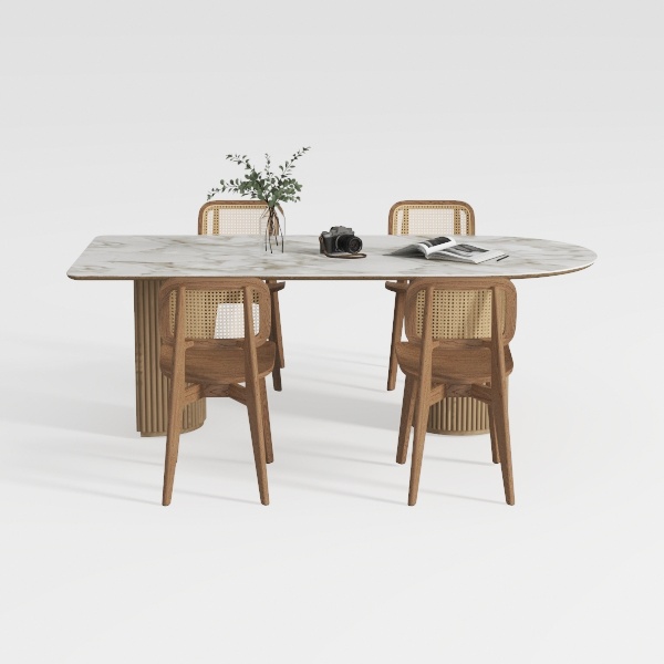 Oval Oak Wood 67 in. Double Pedestal Dining Table 