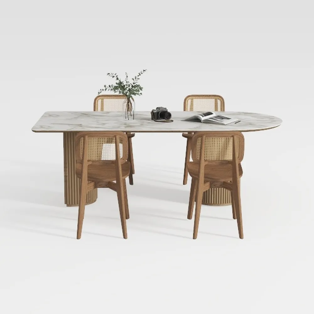 Oval Oak Wood 67 in. Double Pedestal Dining Table 