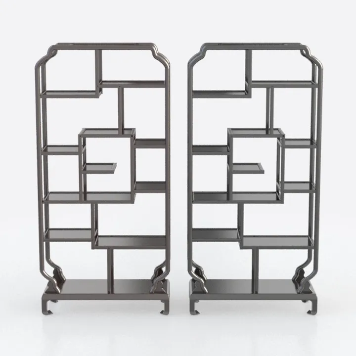 Minimalist Metal Freestanding Dual Bookshelf Display Shelf 3D Model