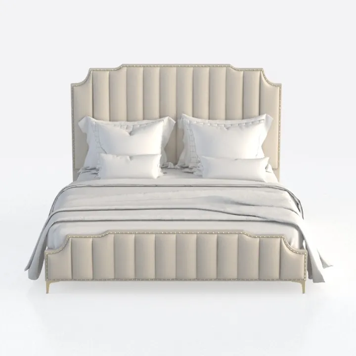 Paris Chic Cal. King Tufted Sleigh Bed - Doeskin/E