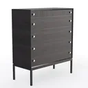 Modern Minimalist Dark Solid Wood Metal Dresser 3D Model Right 45 Degree View