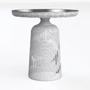Minimalist White Rattan Metal Top Side Table 3D Model Left 45 Degree View