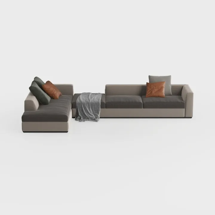 Modern Minimalist Fabric L Shaped Sectional Sofa 3D Model