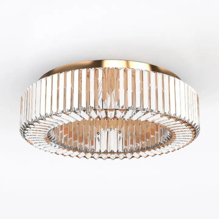 Gold Crystal Chandeliers 30" Modern Round