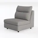 Minimalist Gray Fabric Armless Accent Chair 3D Model Left 45 Degree View