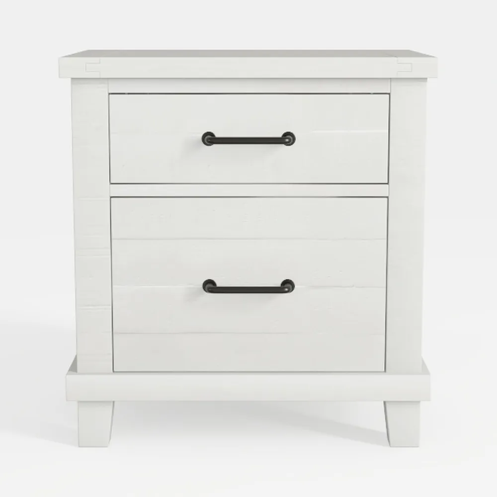 Contemporary Wooden Nightstand with Two Storage