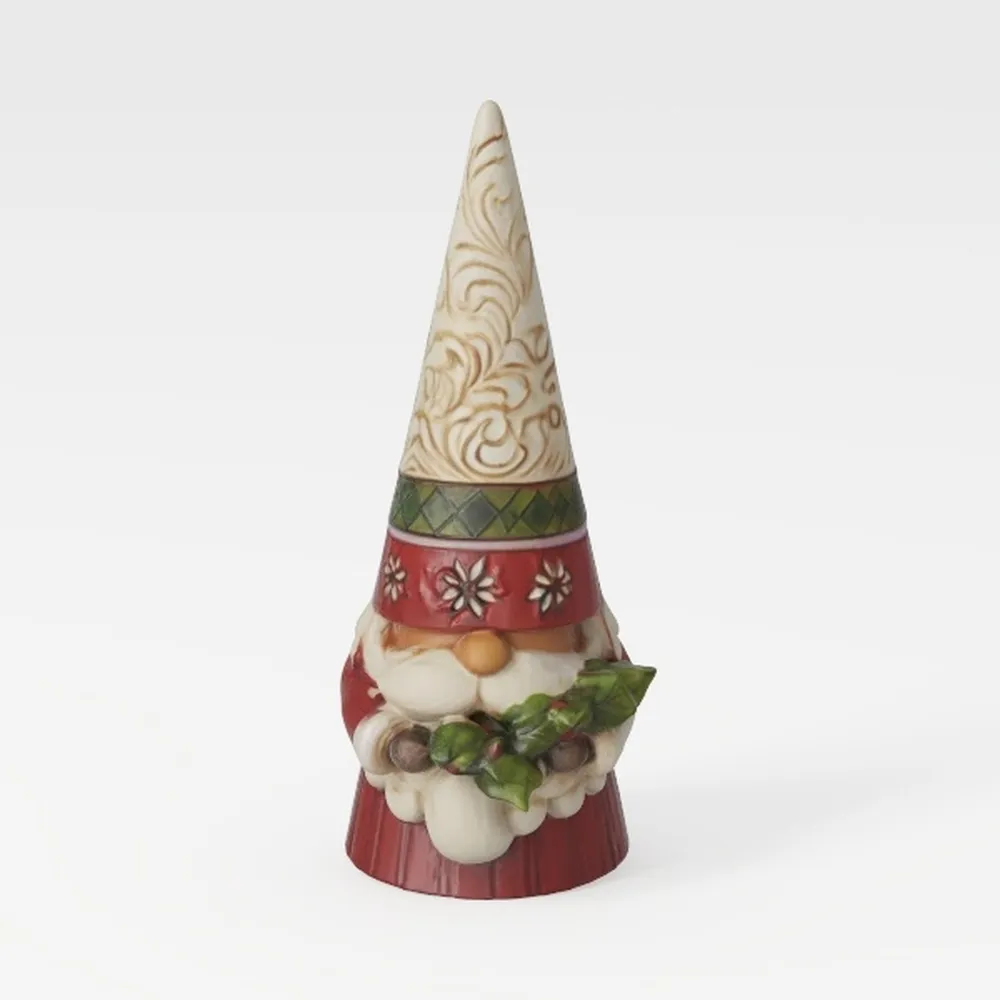 Christmas Gnome Holding Holly Sprig of Spirit Figurine_ai generated