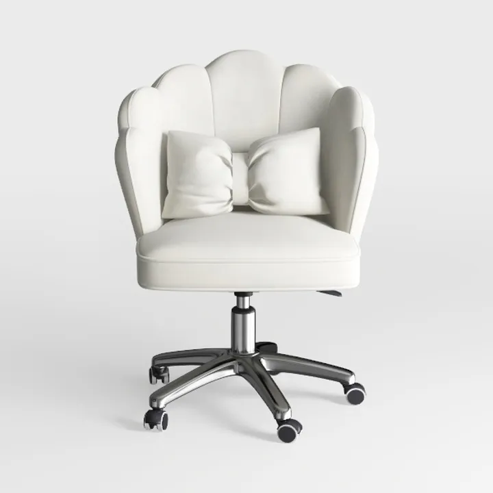 Minimalist White Fabric Petal Shape Office Chair 3D Model