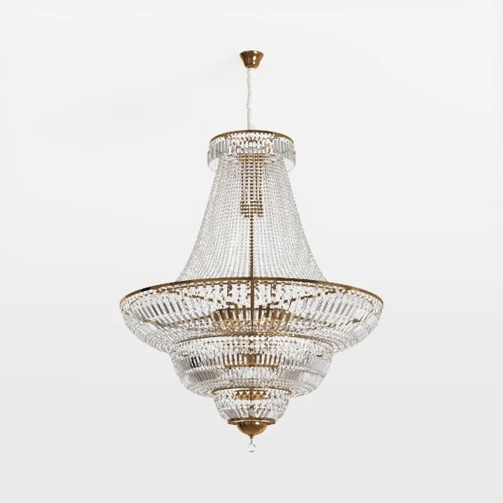 Luxury Vintage Brass Crystal Chandelier 3D Model