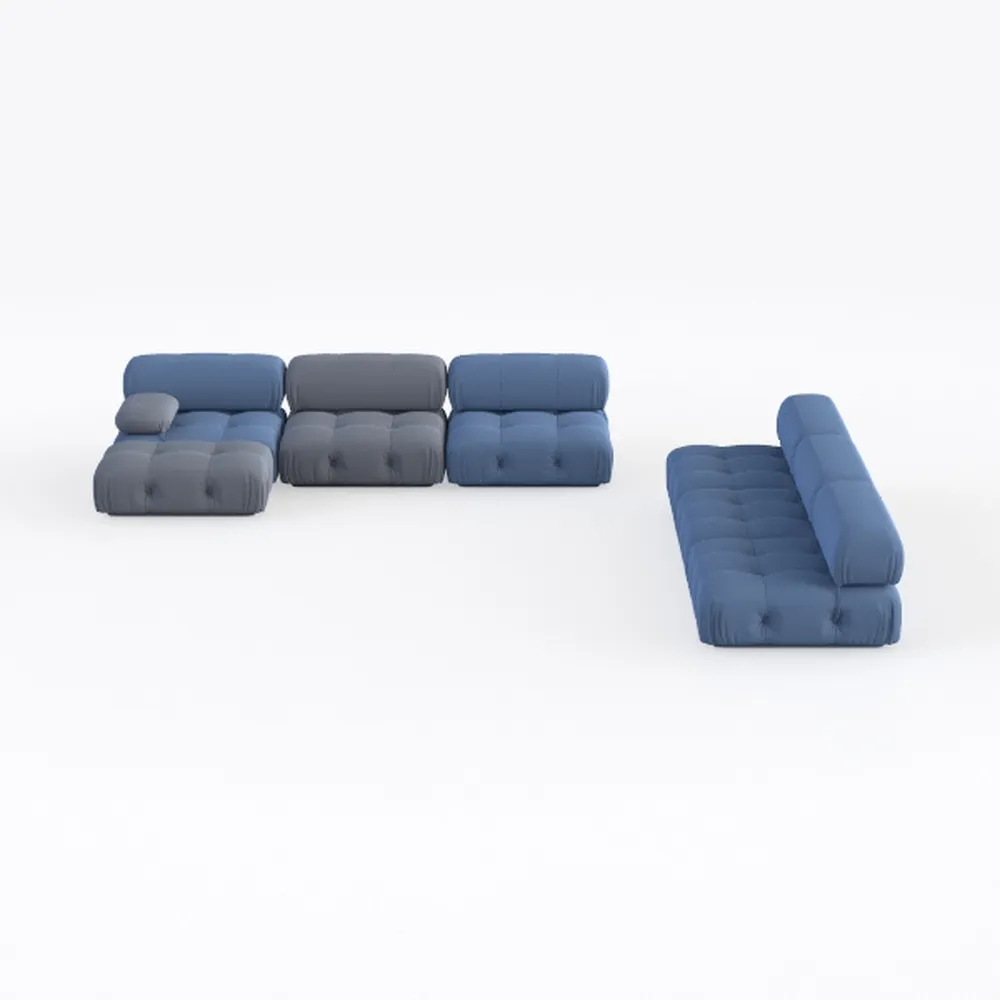 117" Modern Compressed Boneless Couch with Ottoman