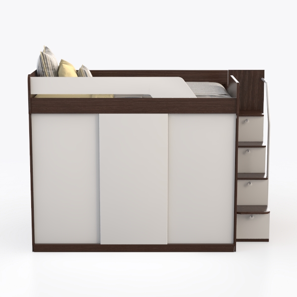 Interbeds Letto a castello MAX 4 dimensioni 200 x 80 cm con armadio e scrivania, colore a scelta con materasso (rosa)