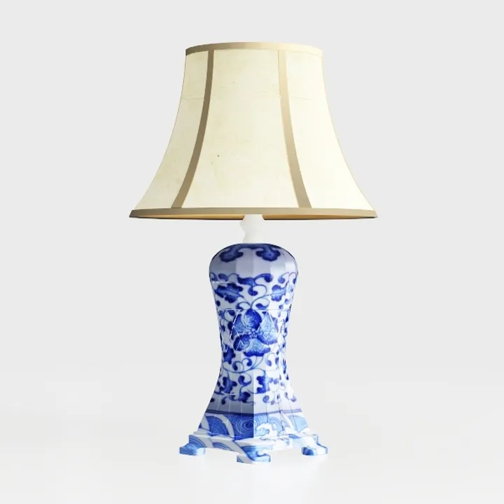 Red Lantern 26" Floral Blue & White Vase Lamp