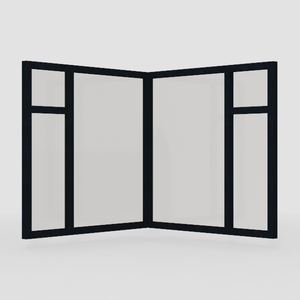 Modern Black Metal Glass Dual Casement Window 3D Model