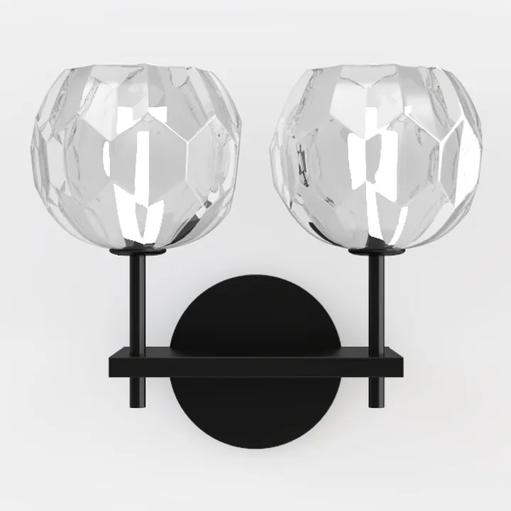 Black 2-Lights Wall Sconce Lighting with Seeded