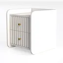 Modern Minimalist White Fluted Solid Wood Nightstand 3D Model Left 45 Degree View