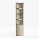 Modern Gold Trim Solid Wood Tall Corner Cabinet 3D Model Left 45 Degree View