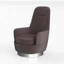 Modern Dark Velvet Metal Base Swivel Armchair 3D Model Left 45 Degree View