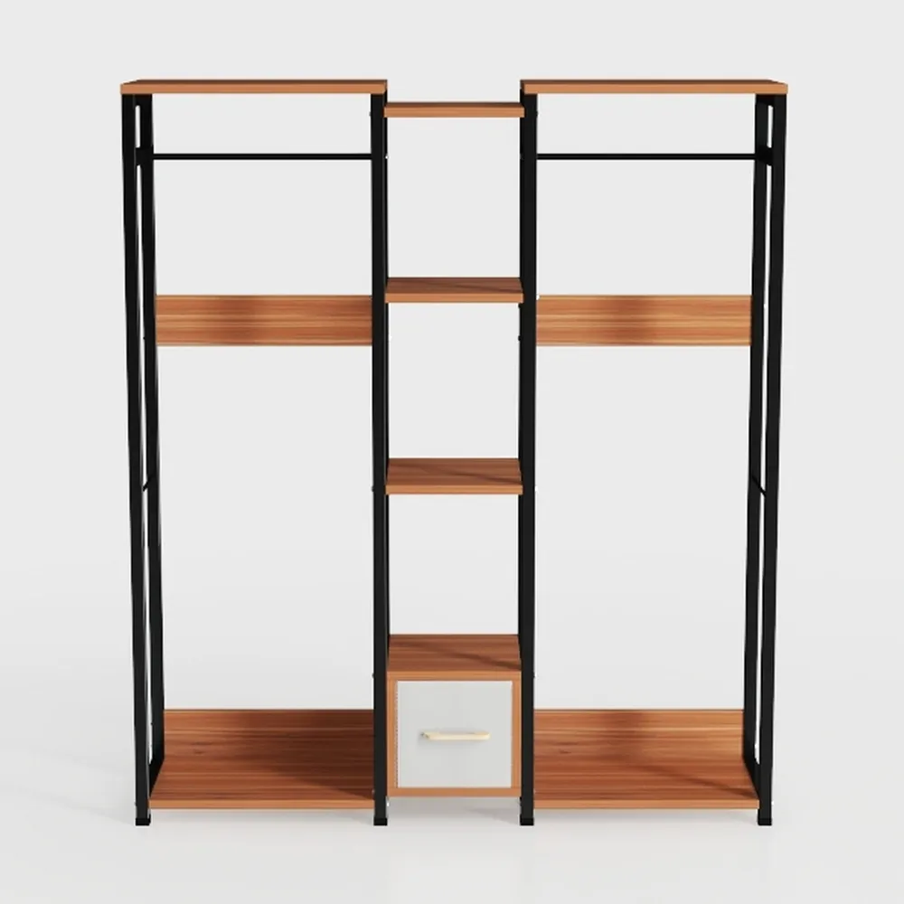 Triple Bookshelf with 3 Fabric Drawers, 4-Tier