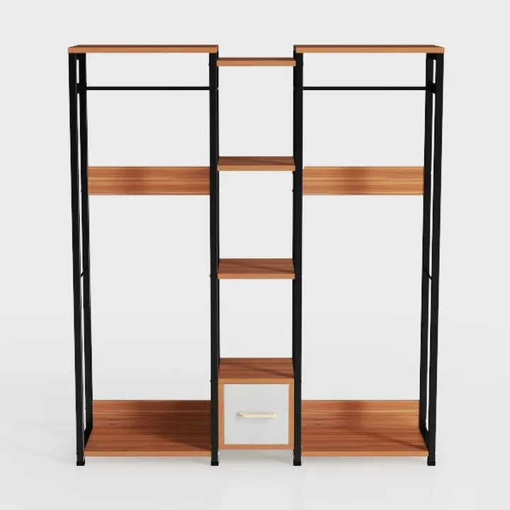 Triple Bookshelf with 3 Fabric Drawers, 4-Tier