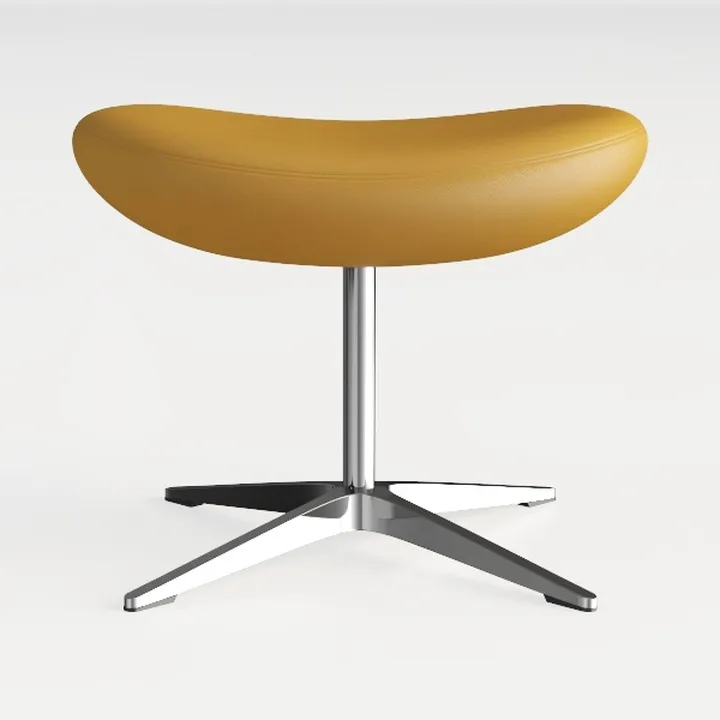 Modern Minimalist Tan Leather Metal Ottoman 3D Model