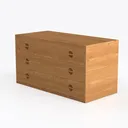 Minimalist Solid Wood 3 Drawer Dresser Cabinet 3D Model Left 45 Degree View