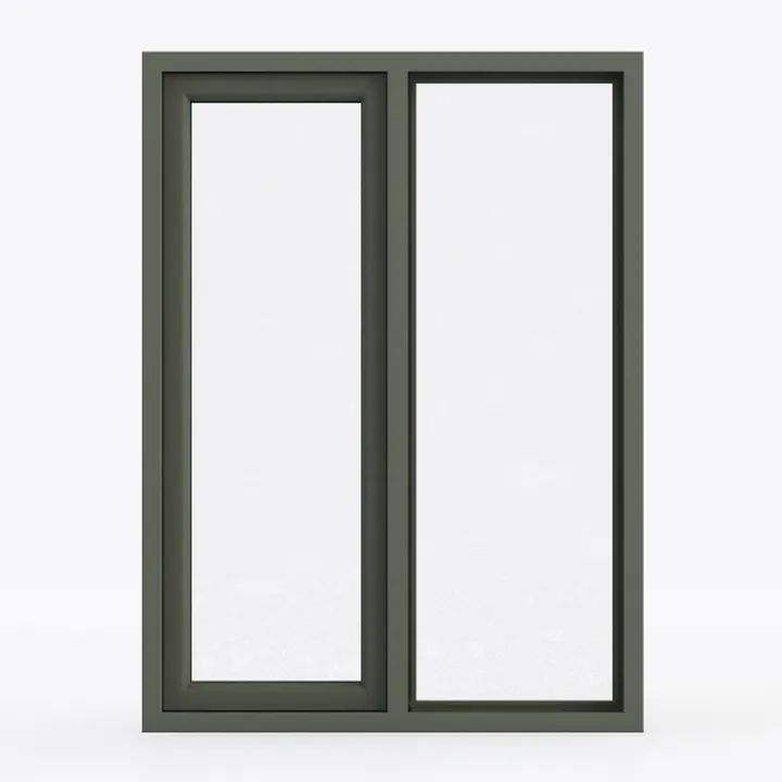 Minimalist Dark Gray Metal Glass Double Casement Window 3D Model