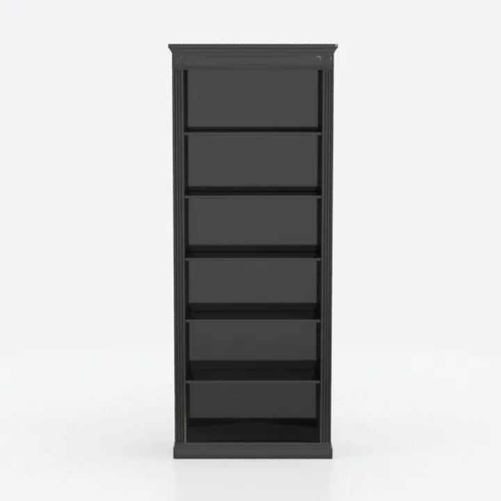 Minimalist Black Solid Wood Tall Dresser Cabinet 3D Model