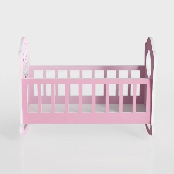 Pink Wood Twin Size Floor Platform Bed with Fence 