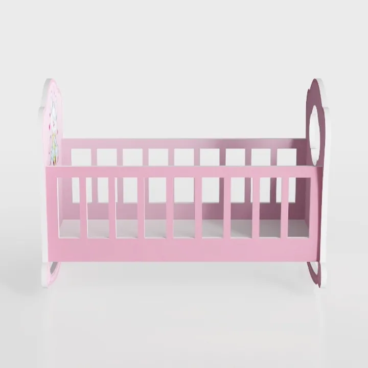 Pink White Wooden Cute Kids Baby Crib 3D Model