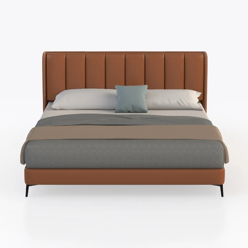 MAKLAINE Modern/Contemporary Cognac Vegan Faux Lea