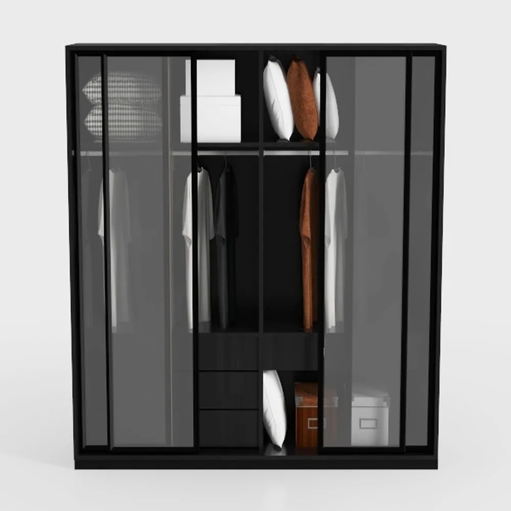 Door55 4 Panel Glass Sliding Closet Door with