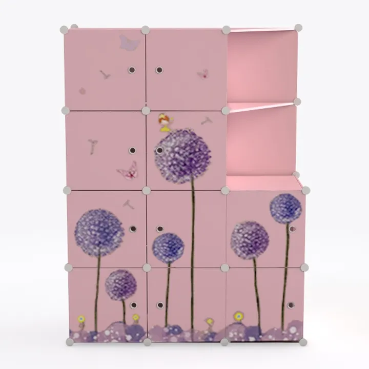 Pink Dandelion Printed Plastic Cube Storage Cabinet 3D Model