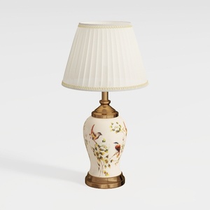 Table Lamps Modern Crystal Pleated Fabric Table