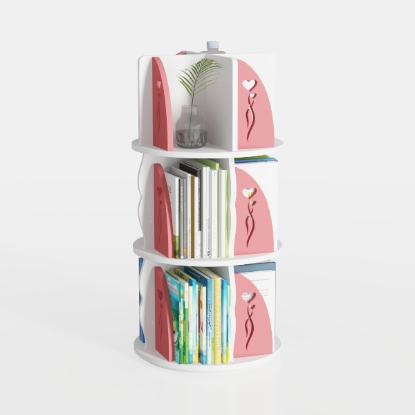 Luminous 4-Tier Revolving Bookshelf with LED Light