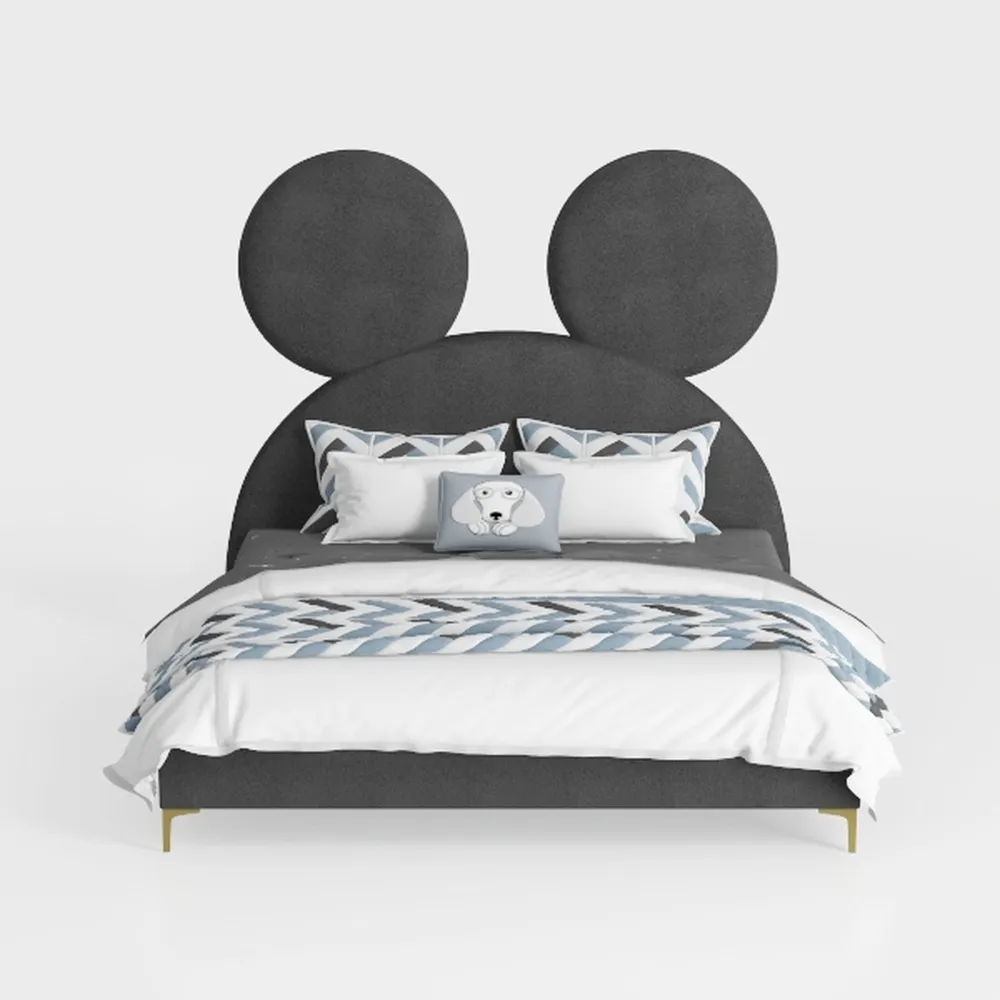 Yocreat Struttura per letto king size, grigio scuro, telaio imbottito in legno a doghe con testiera, facile da montare, contenitore sotto il letto, senza bisogno di molle box 150 × 200