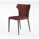 Modern Burgundy Leather Metal Dining Chair 3D Model Left 45 Degree View