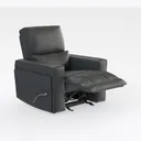 Modern Dark Gray Leather Recliner Armchair 3D Model Right 45 Degree View