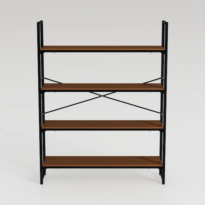 Modern Industrial Solid Wood Metal Bookshelf 3D Model