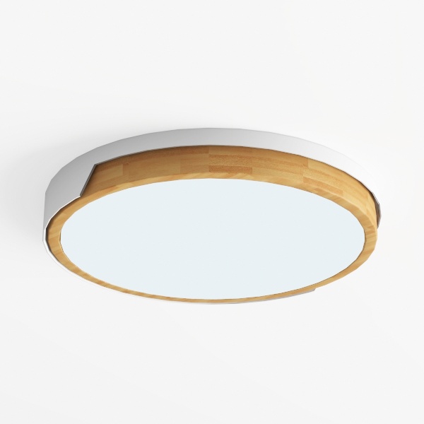 Dimmable Wood LED Ceiling Light Fixture, White