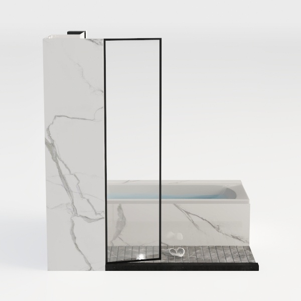 34" W x 74" H Shower Glass Door, Bathroom Fixed