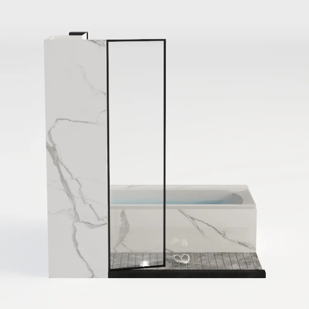 34" W x 74" H Shower Glass Door, Bathroom Fixed